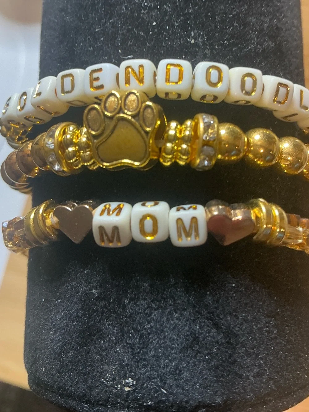 3 piece Goldendoodle Mom Beaded Bracelet Set